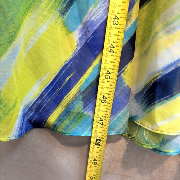 Calvin Klein Maxi Dress Women’s Size 8 Sleeveless Blouson Draped Blue Stripe - Picture 9 of 12